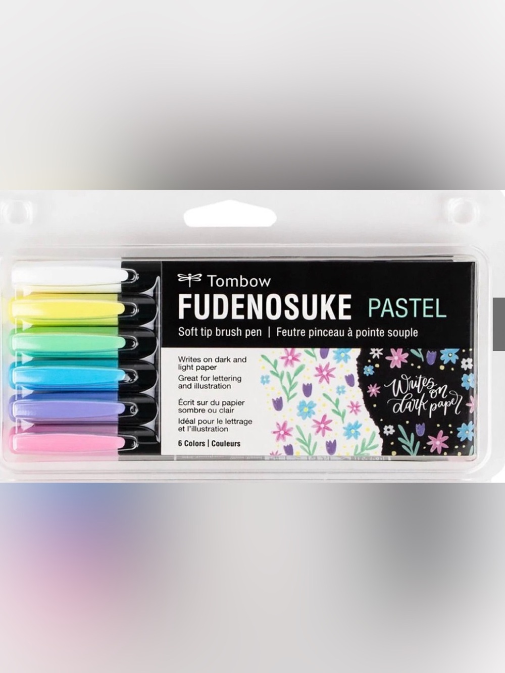 Fudenosuke Pastel Soft Tip Brush Pen Set — 6 Pastel Colors